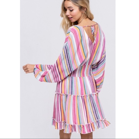 Last! Gorgeous Striped V-Neck Midi Dress - Picture 4 of 5